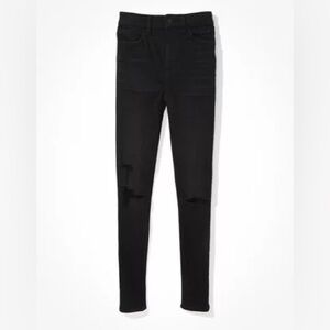 American Eagle Black Distressed Skinny Jeans Size 0 Short